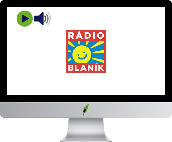 Afbeelding computerscherm met logo radiozender Rádio BLANÍK - Tsjechië - in kleur op transparante achtergrond - 600 * 496 pixels